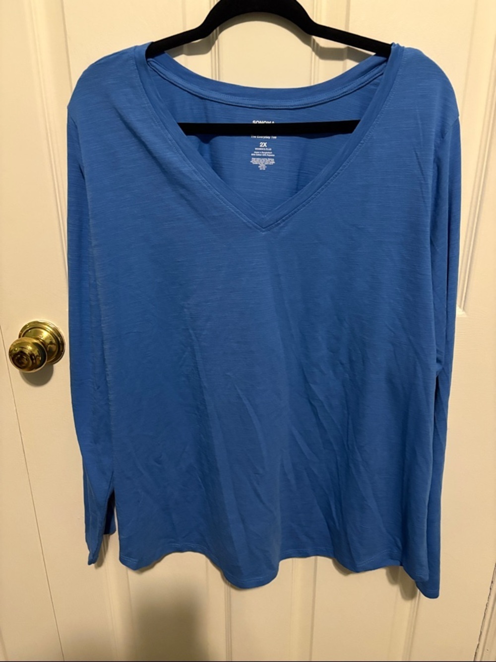 Sonoma Carolina Blue V-Neck Long Sleeve Tee